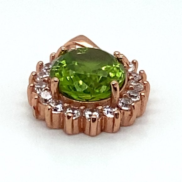 Peridot 3.20ct Rose Gold Finish Solid 925 Sterling Silver Pendant - Picture 7 of 7